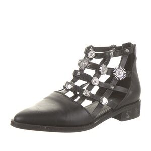 EB by Miista Leather Cutout and Studded Booties